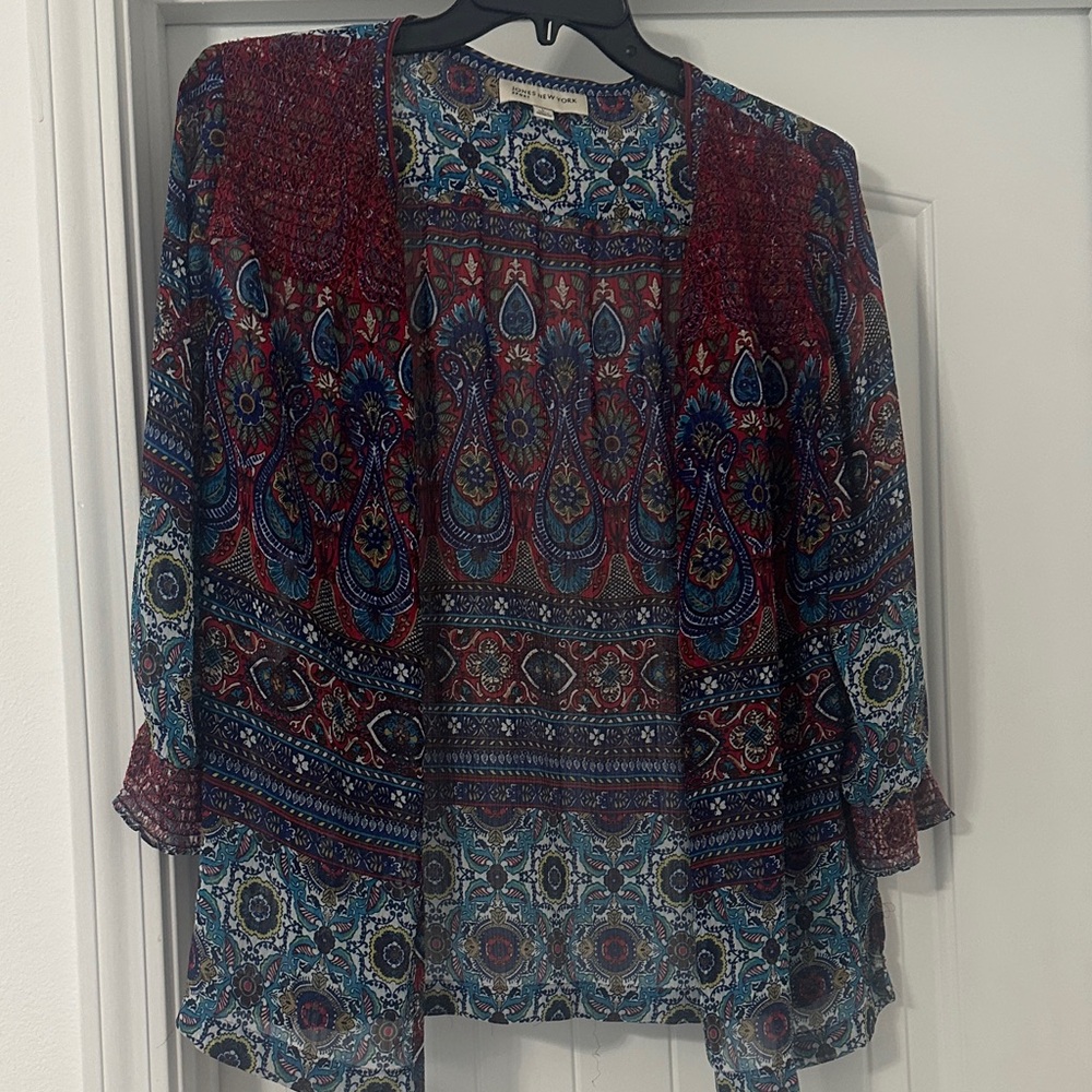 Jones New York Sport Multi-Color Boho Print 3/4 Sleeve Blouse – Size L